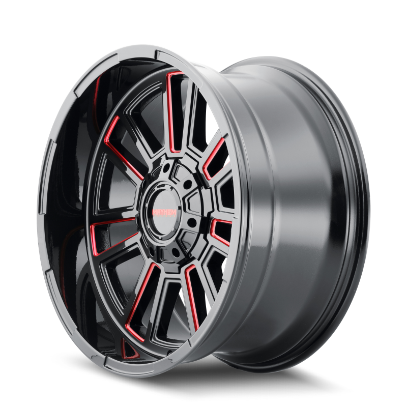 Mayhem 8115 Apollo 20x10 / 8x165.1 BP / -19mm Offset / 125.2mm Hub Black w/ Prism Red Wheel Wheels - Cast Mayhem
