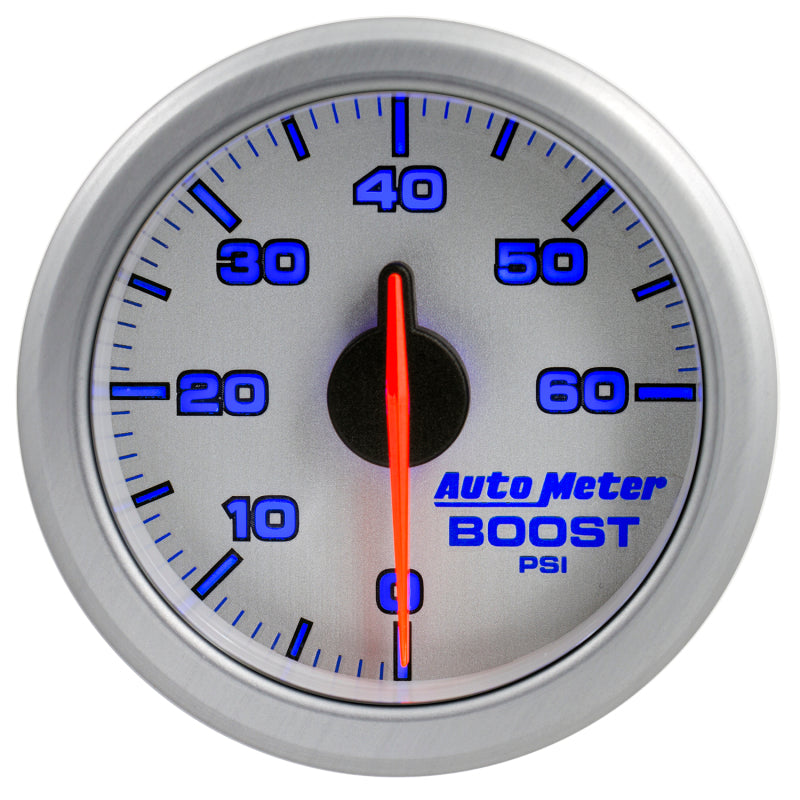 Autometer Airdrive 2-1/6in Boost Gauge 0-60 PSI - Silver Gauges AutoMeter
