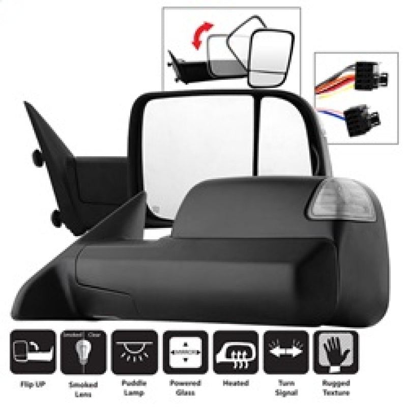 xTune Dodge Ram 1500 09-12 L&R Manual Extendable Power Heated Adjust Mirror MIR-DRAM09S-PWH-SET Side Mirrors SPYDER