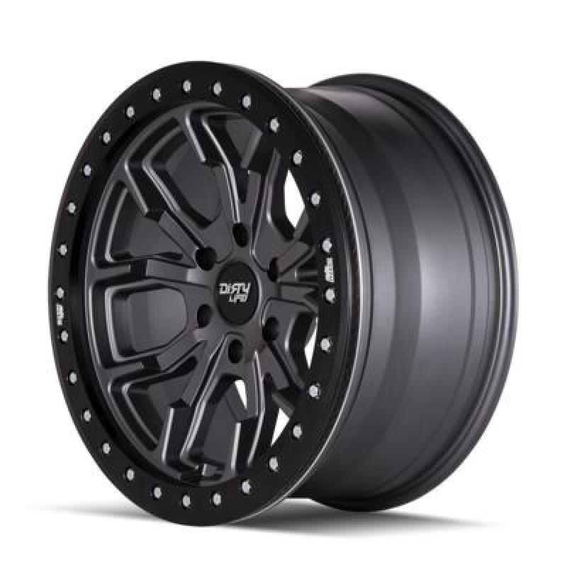 Dirty Life 9303 DT-1 17x9/5x127 BP/-12mm Offset/78.1mm Hub Matte Gunmetal Wheel - Simulated Rashring Wheels - Cast Dirty Life