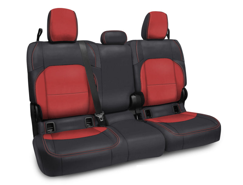 PRP 2020+ Jeep Gladiator JT Rear Bench Cover with Cloth Interior - Black/Red Seat Covers PRP Seats
