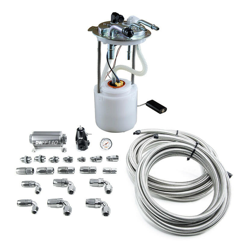 DeatschWerks 05-19 Yukon/Tahoe/Suburban DW400 Pump Module and Return SS CPE Plumbing Kit Fuel Pumps DeatschWerks