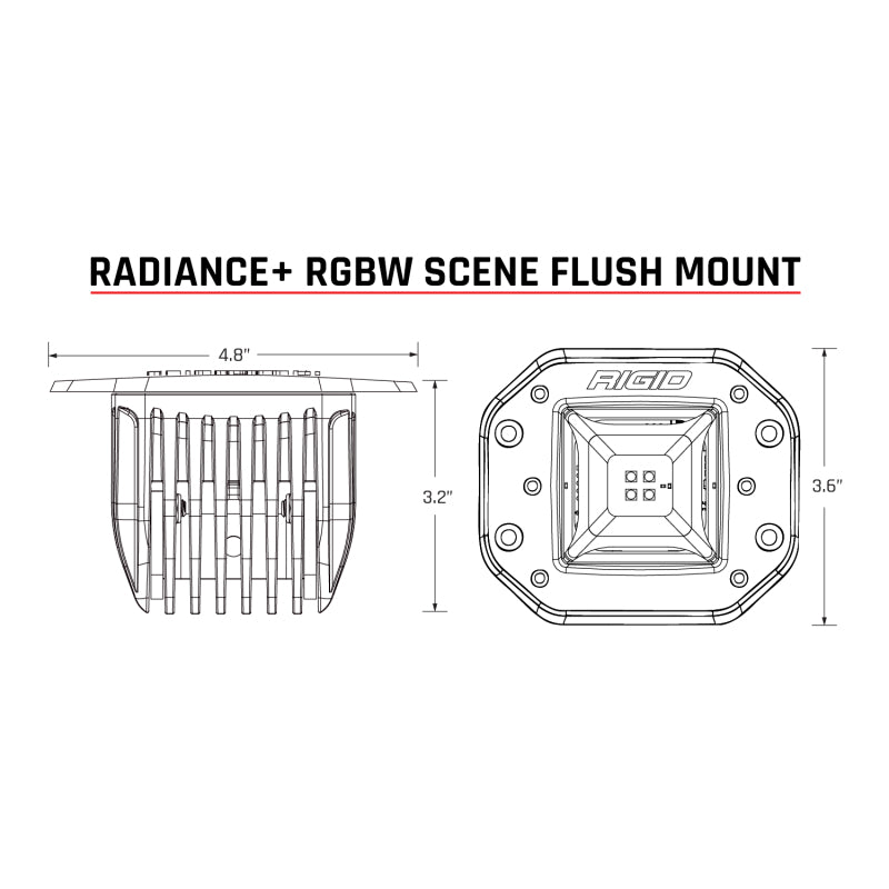Rigid Industries Radiance+ Scene RGBW Flush Mount - Pair Light Bars & Cubes Rigid Industries