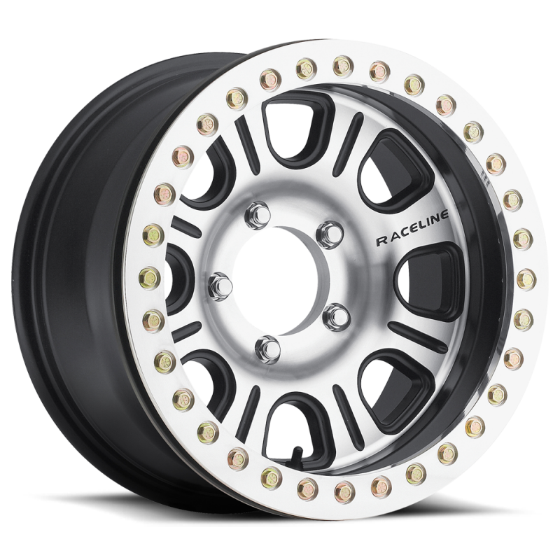 Raceline RT232 Monster 17x8.5in/8x165.1 BP/-25mm Offset/130.81mm Bore - Black & MACH. Beadlock Wheel Wheels - Cast Raceline