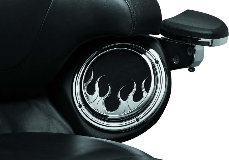 Kuryakyn Flame Speaker Grills For 14-Up Touring Models Chrome Exterior Trim Kuryakyn