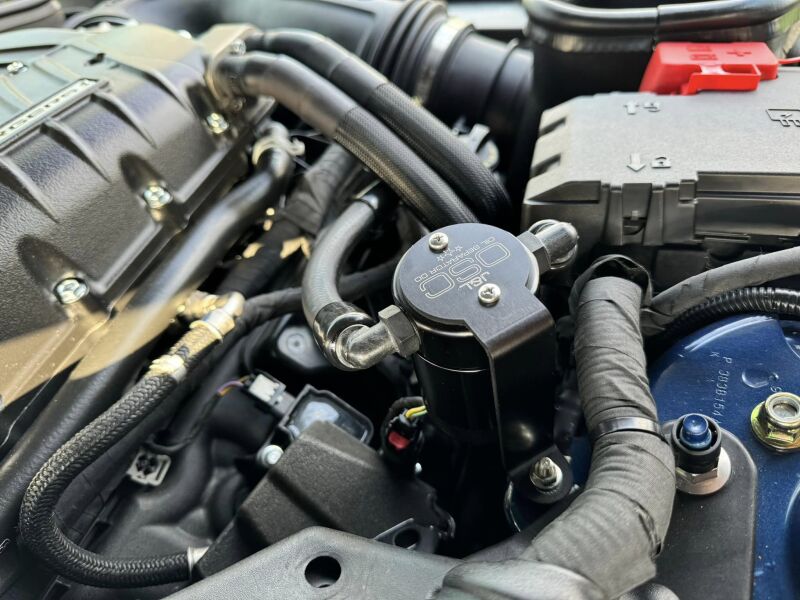 J&L 24-25 Ford Mustang GT w/ Whipple Supercharger Oil Separator 3.0 PCV Side - Black Anodized Oil Separators J&L