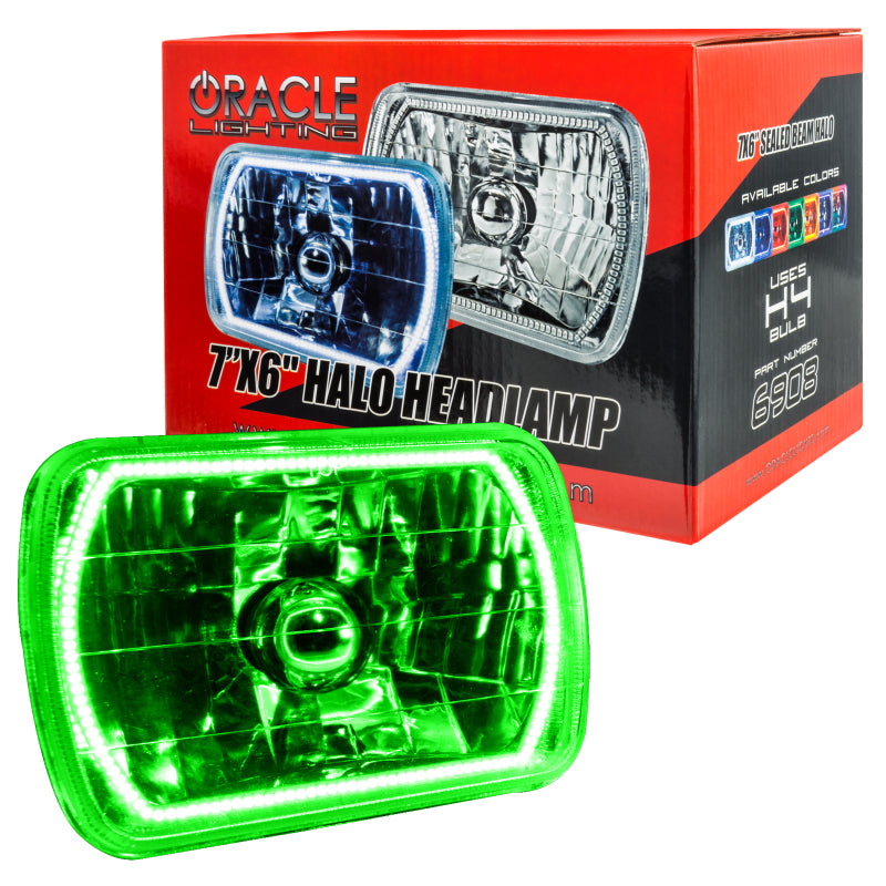 Oracle Pre-Installed Lights 7x6 IN. Sealed Beam - Green Halo Headlights ORACLE Lighting