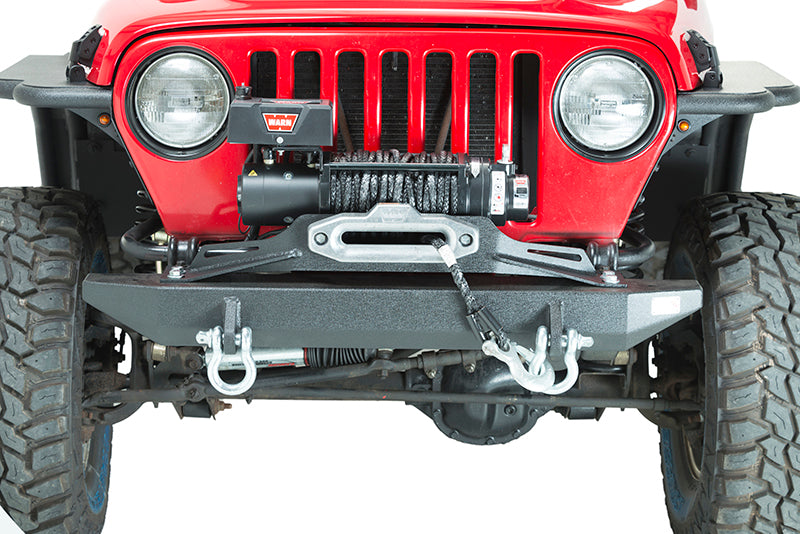 Fishbone Offroad 97-06 Jeep Wrangler TJ Rubicon Front Bumper - Blk Txtrd Powdercoat Piranha Series Bumpers - Steel Fishbone Offroad
