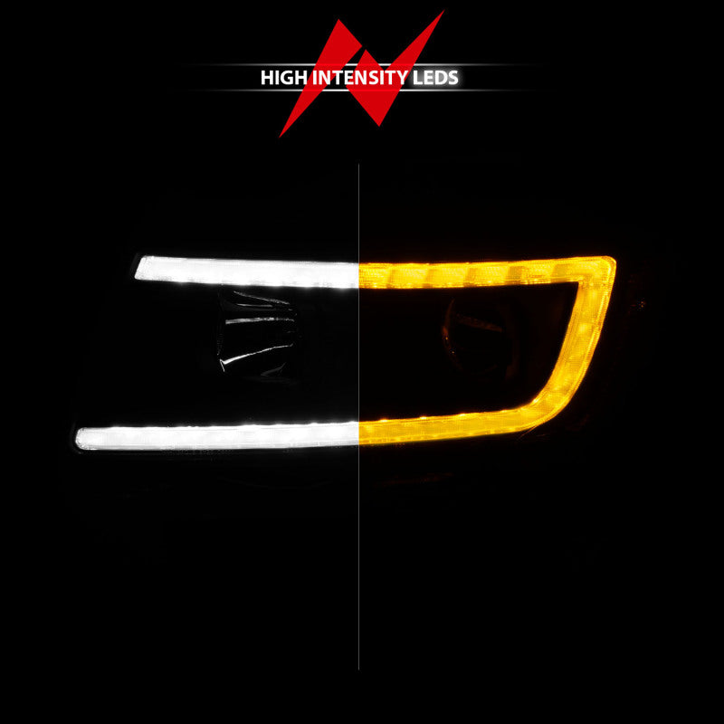 ANZO 11-13 Jeep Grand Cherokee (Factory Halogen Only) Projector Headlights w/Light Bar Swtchbk Black Headlights ANZO