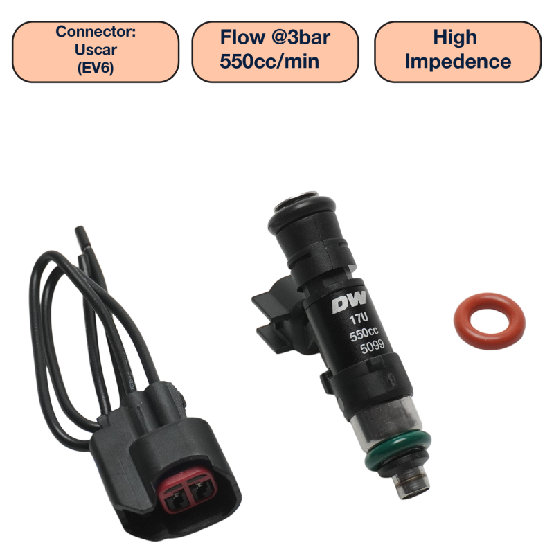 DeatschWerks Universal 550cc Single Fuel Injector / 48mm Length / 14mm O-Ring Seals Fuel Injectors - Single DeatschWerks