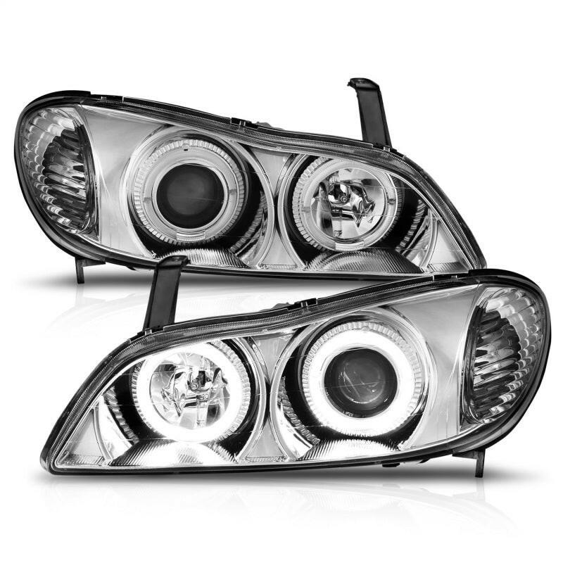 ANZO 2000-2004 Infiniti I30 Projector Headlights w/ Halo Chrome Headlights ANZO