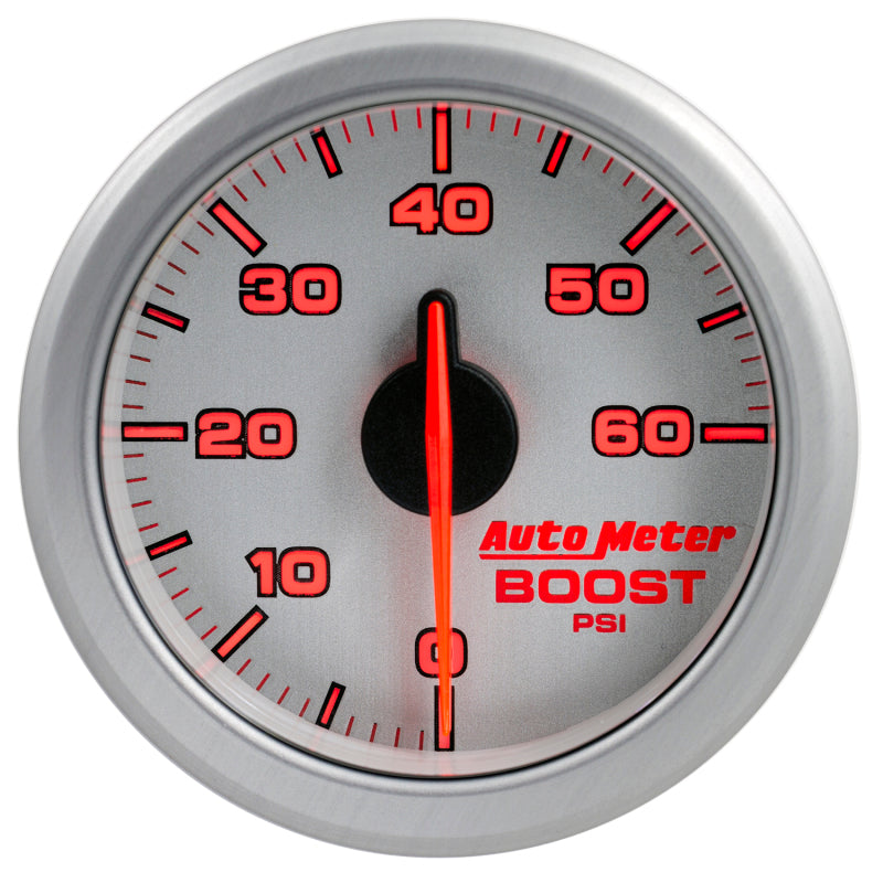 Autometer Airdrive 2-1/6in Boost Gauge 0-60 PSI - Silver Gauges AutoMeter
