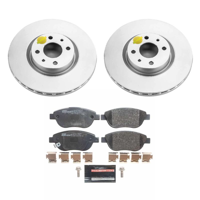 Power Stop 12-19 Fiat 500 Front Euro-Stop Brake Kit Brake Kits - OE PowerStop