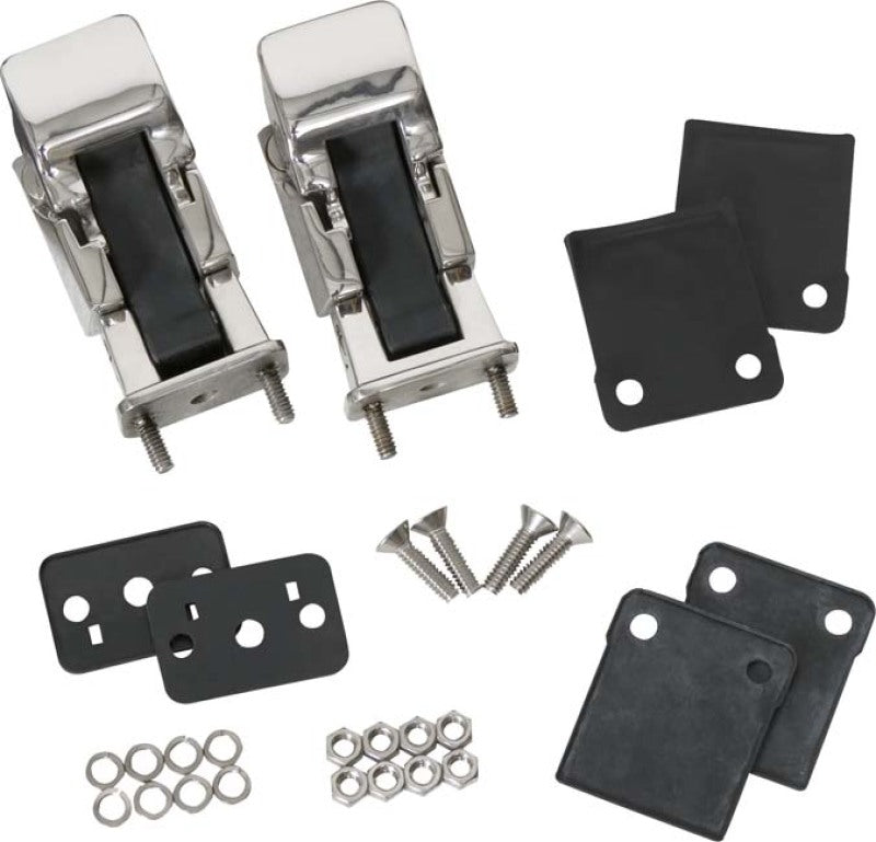 Kentrol 42-95 Jeep CJ/Wrangler YJ Hood Catch Pair TJ Style - Polished Silver Hoods Kentrol