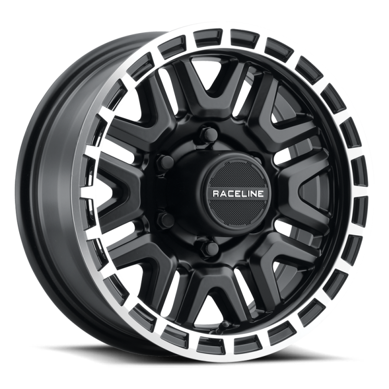 Raceline 953BM Krank 15x6in / 6x139.7 BP / 0mm Offset / 4.25mm Bore - Black & Machined Wheel Wheels - Cast Raceline