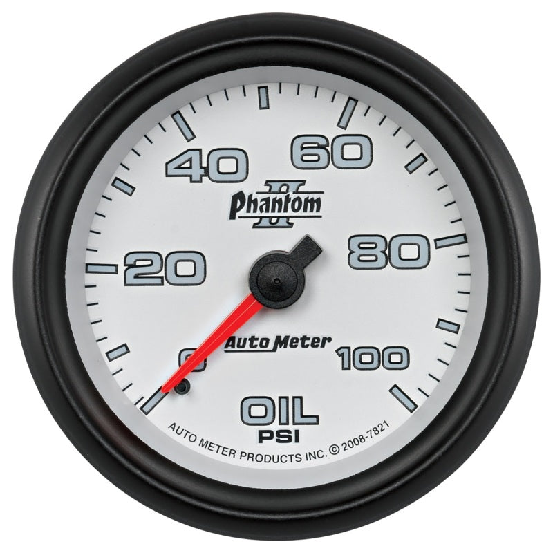 Autometer Phantom II 2-5/8in 100 PSI Mechanical Oil Pressure Gauge Gauges AutoMeter