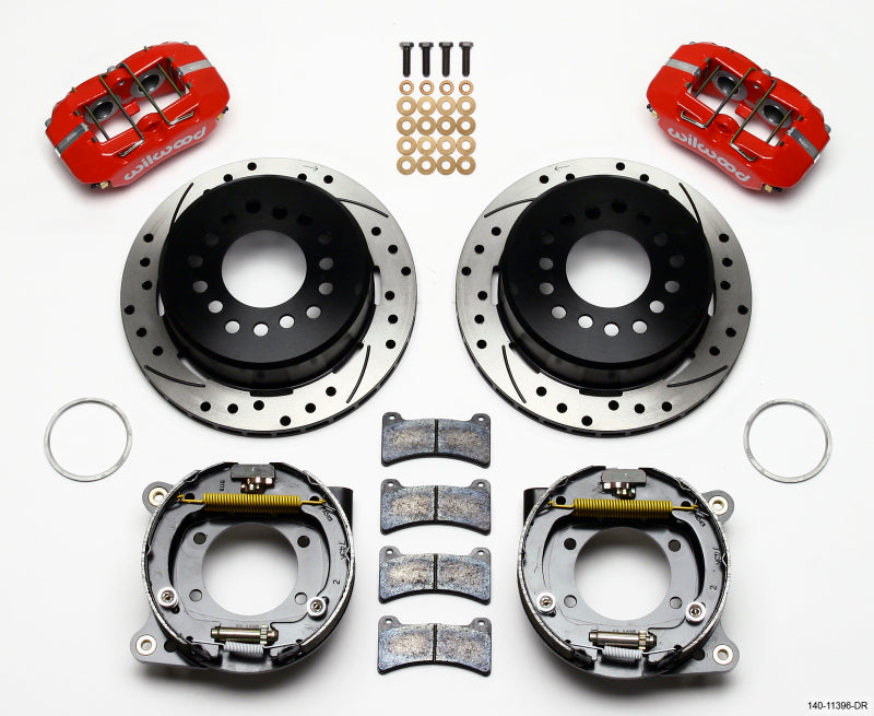 Wilwood Dynapro Low-Profile 11.00in P-Brake Kit Drill-Red Ford 8.8 w/2.50in Offset-5 Lug Big Brake Kits Wilwood