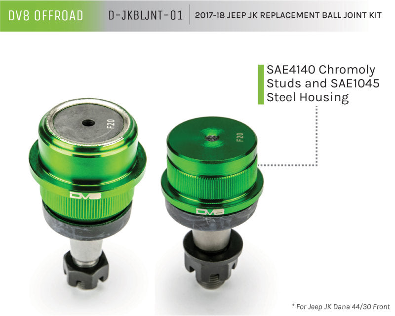 DV8 Offroad 07-18 Jeep Wrangler JK Replacement Ball Joint Kit - Dana 30/44 Ball Joints DV8 Offroad