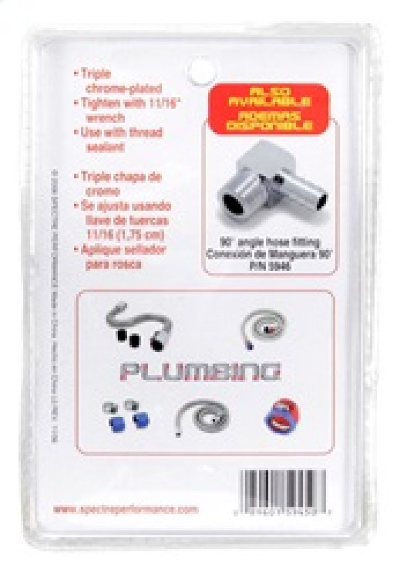 Spectre Fuel Fitting 3/8in. Hose Barb NPT Threads - Chrome Fittings Spectre