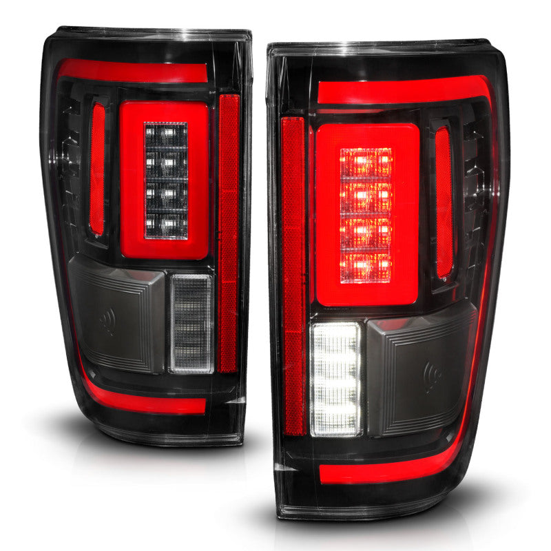 ANZO 21-23 Ford F-150 LED Taillights Seq. Signal w/BLIS Cover - Black Housing Tail Lights ANZO