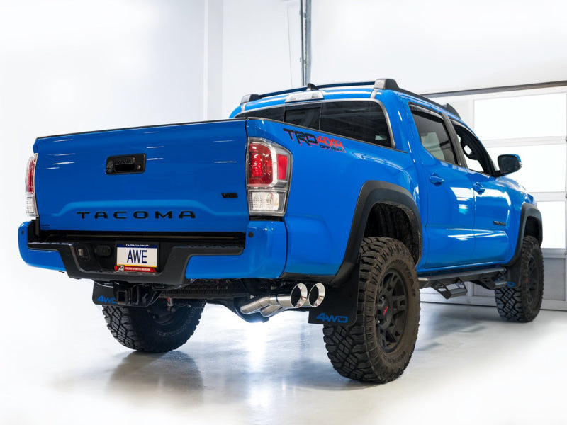 AWE Tuning 16-22 Toyota Tacoma 0FG Cat-Back Exhaust w/ BashGuard - Dual Chrome Silver Tips Catback AWE Tuning