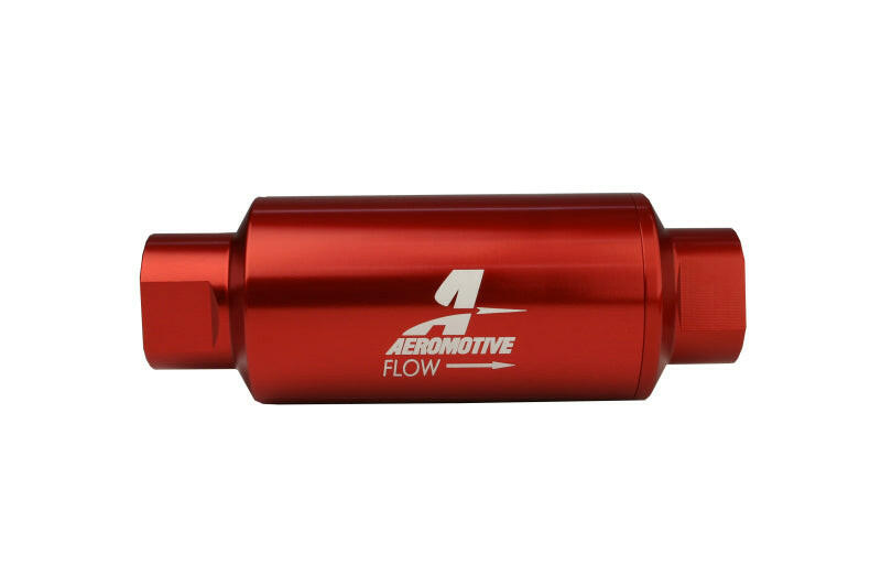 Aeromotive In-Line Filter - AN-10 size - 40 Micron SS Element - Red Anodize Finish Fuel Filters Aeromotive