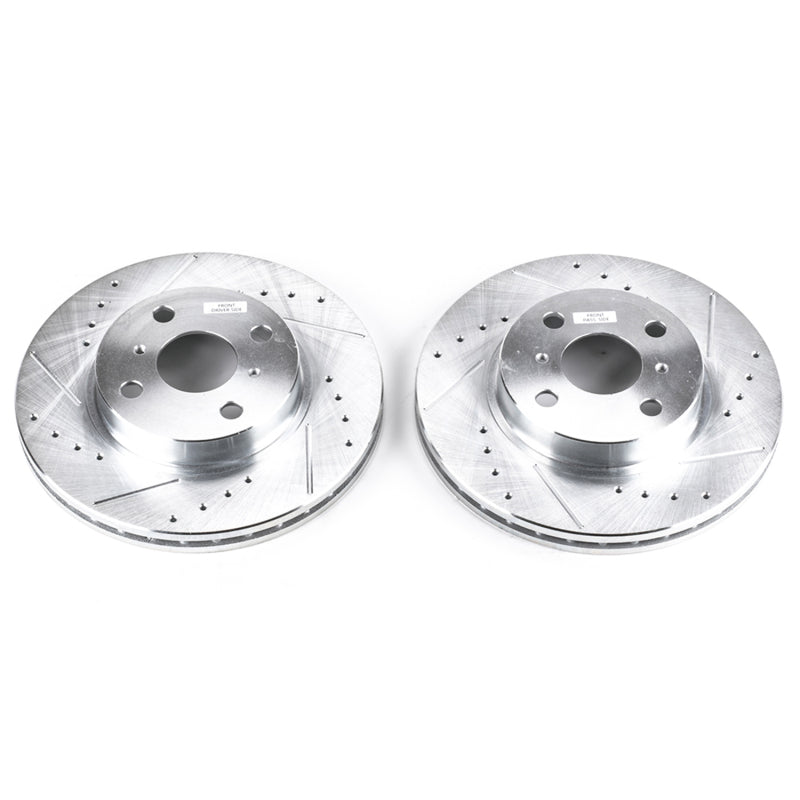 Power Stop 98-02 Chevrolet Prizm Front Evolution Drilled & Slotted Rotors - Pair Brake Rotors - Slot & Drilled PowerStop