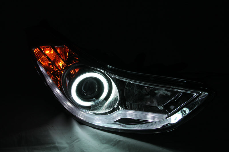 ANZO 2011-2014 Hyundai Elantra Projector Headlights w/ Halo Chrome (CCFL) Headlights ANZO