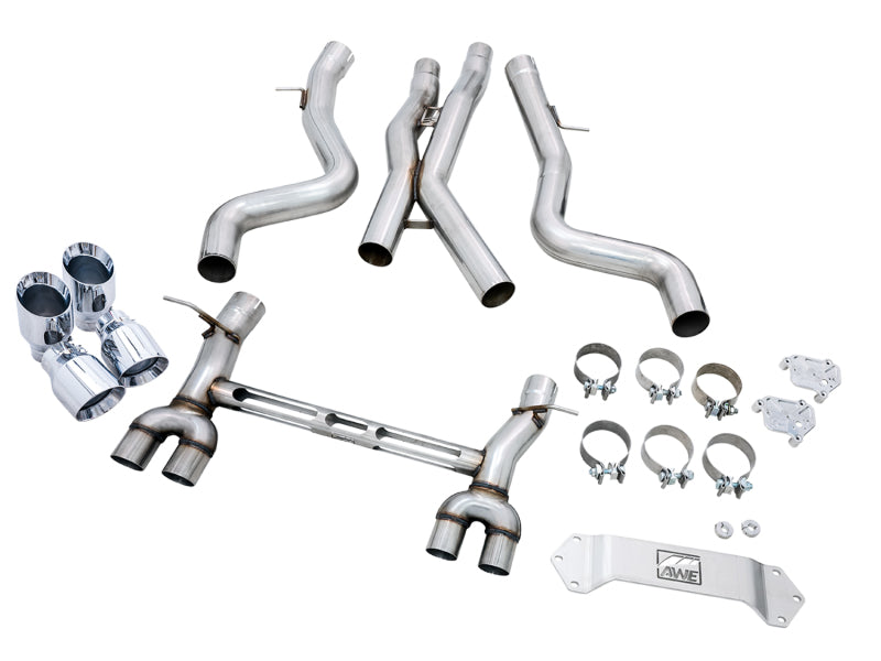 AWE Tuning BMW F8X M3/M4 Track Edition Cat-Back Exhaust - Chrome Silver Tips Catback AWE Tuning