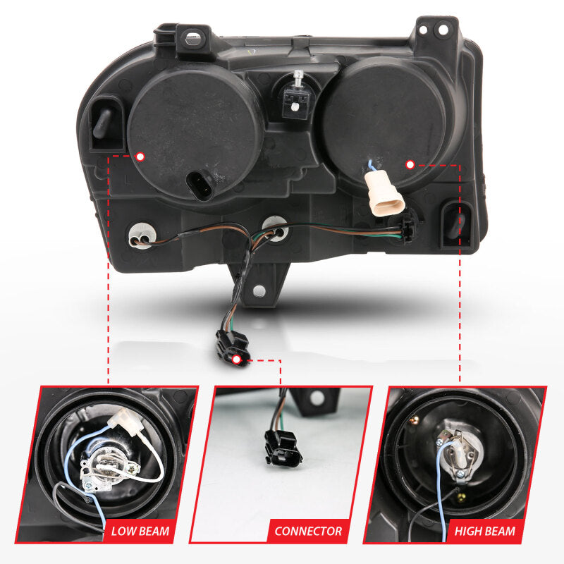 ANZO 2005-2010 Chrysler 300 Projector Headlights w/ Halo Chrome Headlights ANZO