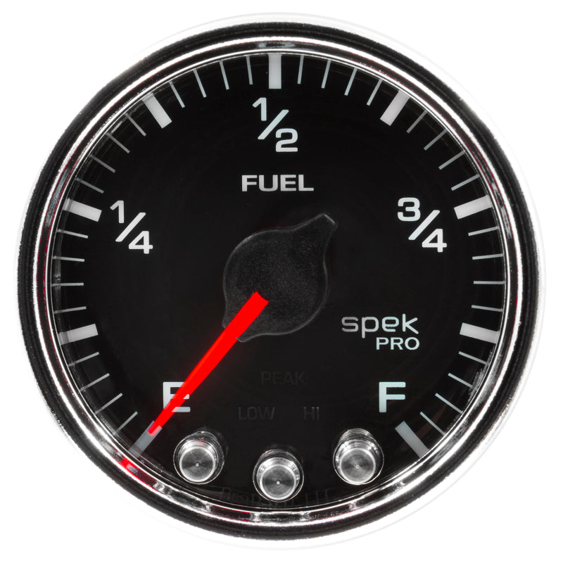 Autometer Spek-Pro Gauge Fuel Level 2 1/16in 0-270 Programmable Blk/Chrm Gauges AutoMeter