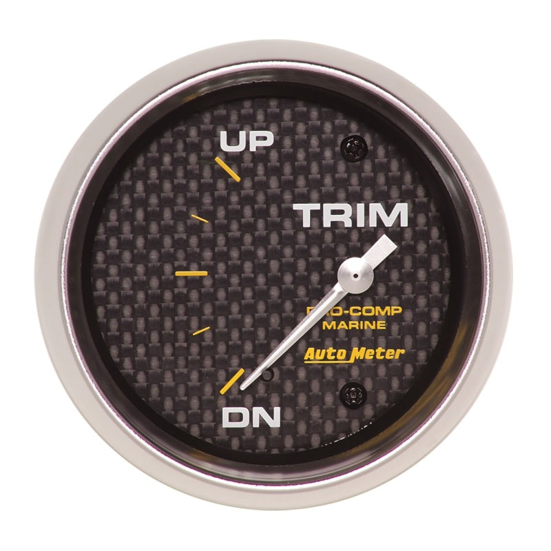 Autometer Marine Carbon Fiber Gauge 2-5/8in Electric Trim Level Gauge 0OHM Down - 90OHM Up Gauges AutoMeter