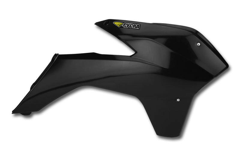 Cycra 13-15 KTM 125 SX Powerflow Radiator Shrouds - Black Plastics Cycra