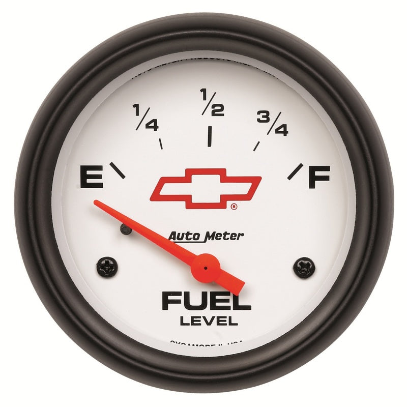 AutoMeter Gauge Fuel Level 2-5/8in. 0 Ohm(e) to 90 Ohm(f) Elec Chevy Red Bowtie White Gauges AutoMeter