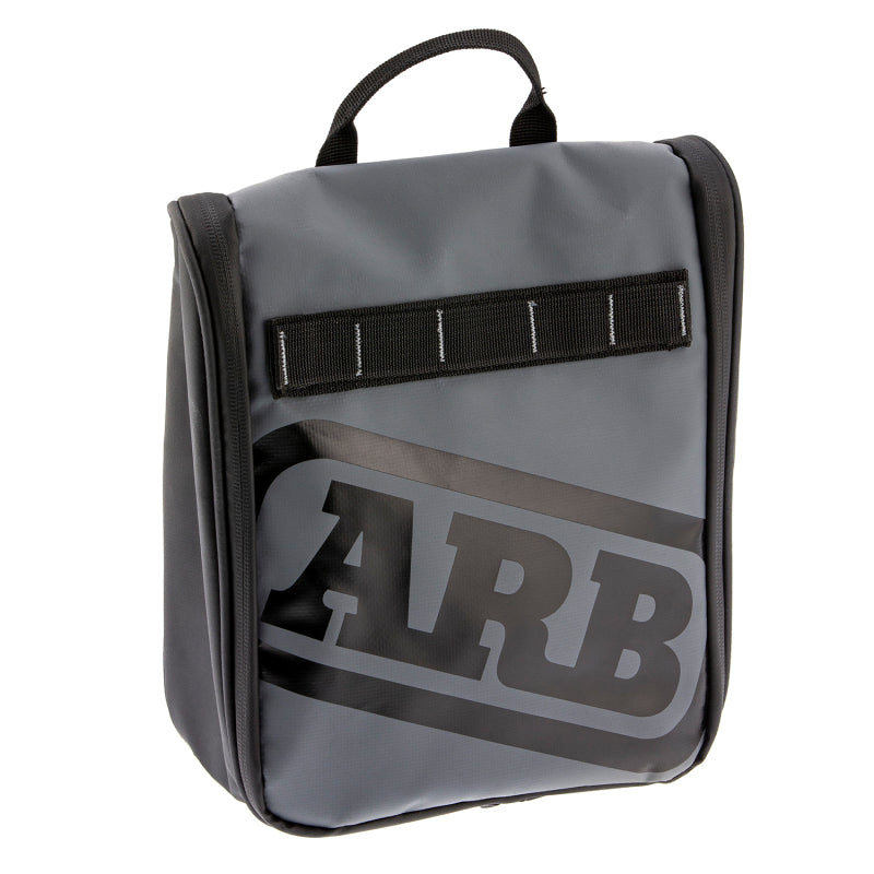 ARB Toiletries Bag Charcoal Finish w/ Red Highlights PVC Outer Shell Mesh Pockets Mirror Tow Straps ARB