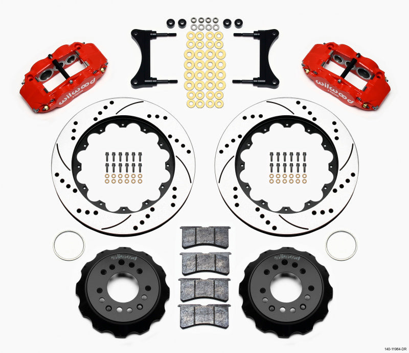 Wilwood Narrow Superlite 6R Front Hat Kit 14.00in Drill Red 93-96 Mazda RX7 Big Brake Kits Wilwood
