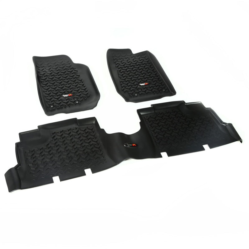 Rugged Ridge Floor Liner Front/Rear Black 2007-2018 Jeep Wrangler JK 4 Dr Floor Mats - Rubber Rugged Ridge