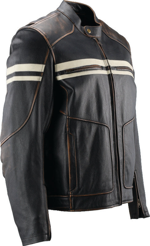 Kuryakyn Leather By River Road Hoodlum Vintage Leather Jacket Black - Small Jackets - Leather Kuryakyn