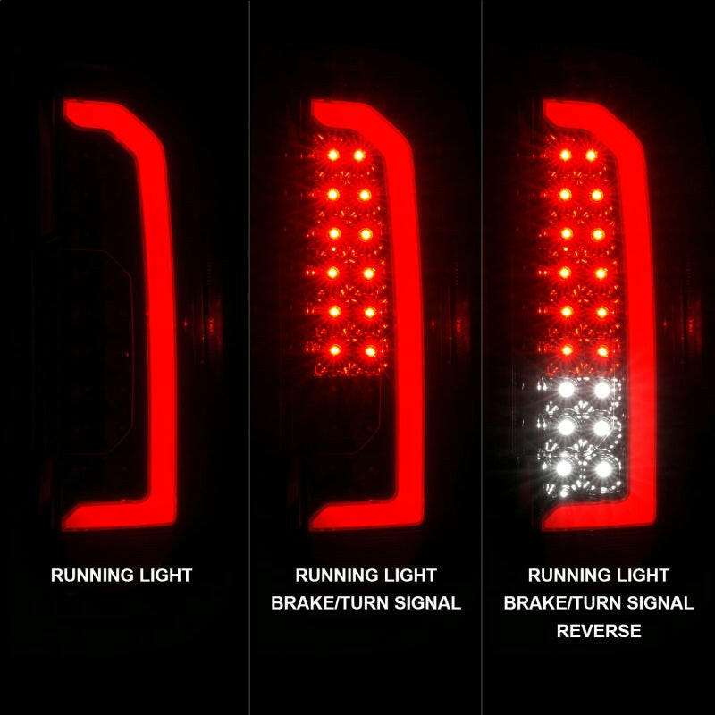 ANZO 15-21 GMC Canyon Full LED Taillights w/ Red Lightbar Black Housing/Clear Lens Tail Lights ANZO