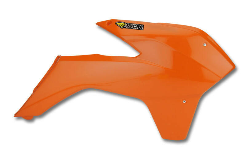 Cycra 13-16 KTM 125-500 SX/XC/SX-F/XC-F/XC-W/XCF-W/EXC-F Powerflow Radiator Shrouds - Orange Plastics Cycra