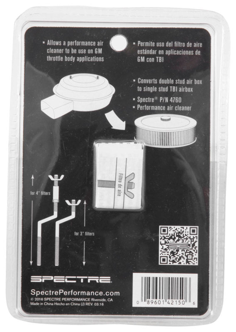 Spectre GM TBI Air Cleaner S-Stud Mounting Hardware (5in. Offset) Air Intake Components Spectre