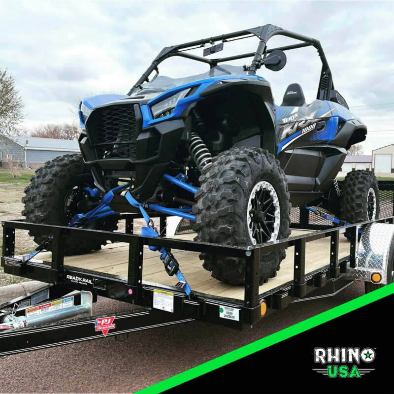 Rhino USA Heavy Duty Ratchet Tie-Downs 2-Pack (Green) 1.6In X 8Ft Cargo Tie-Downs Rhino USA