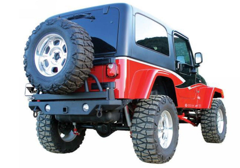 Rampage 1987-1995 Jeep Wrangler(YJ) Recovery Bumper Rear - Black Bumpers - Steel Rampage