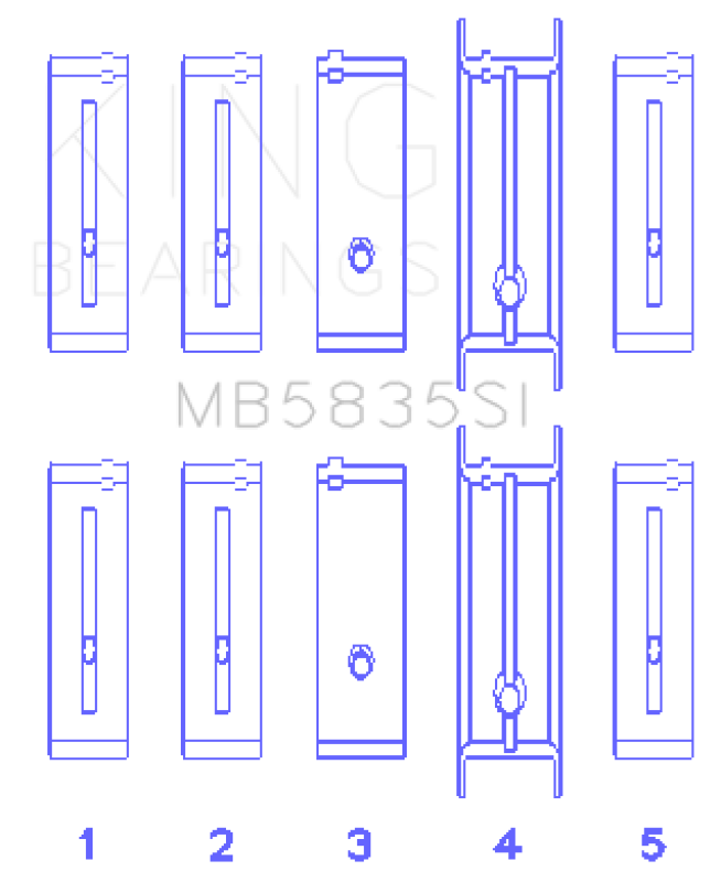 King Engine Bearings Chevrolet 121Ci/Ln2 134Ci +.002 (Size +0.50mm) Main Bearing Set Bearings King Engine Bearings