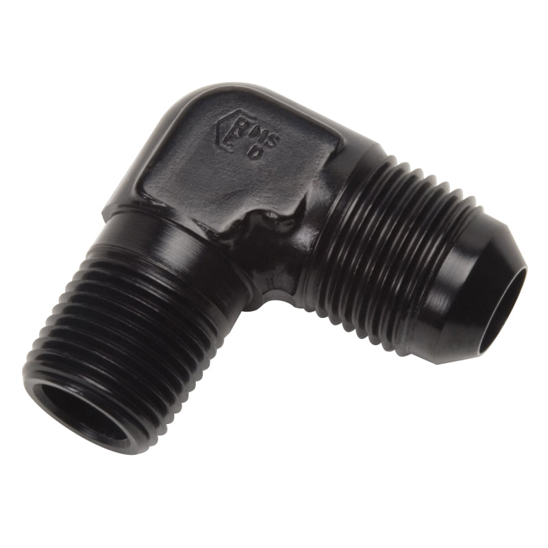 Russell Performance -6 AN to 1/4in NPT 90 Degree Flare to Pipe Adapter (Black) Fittings Russell