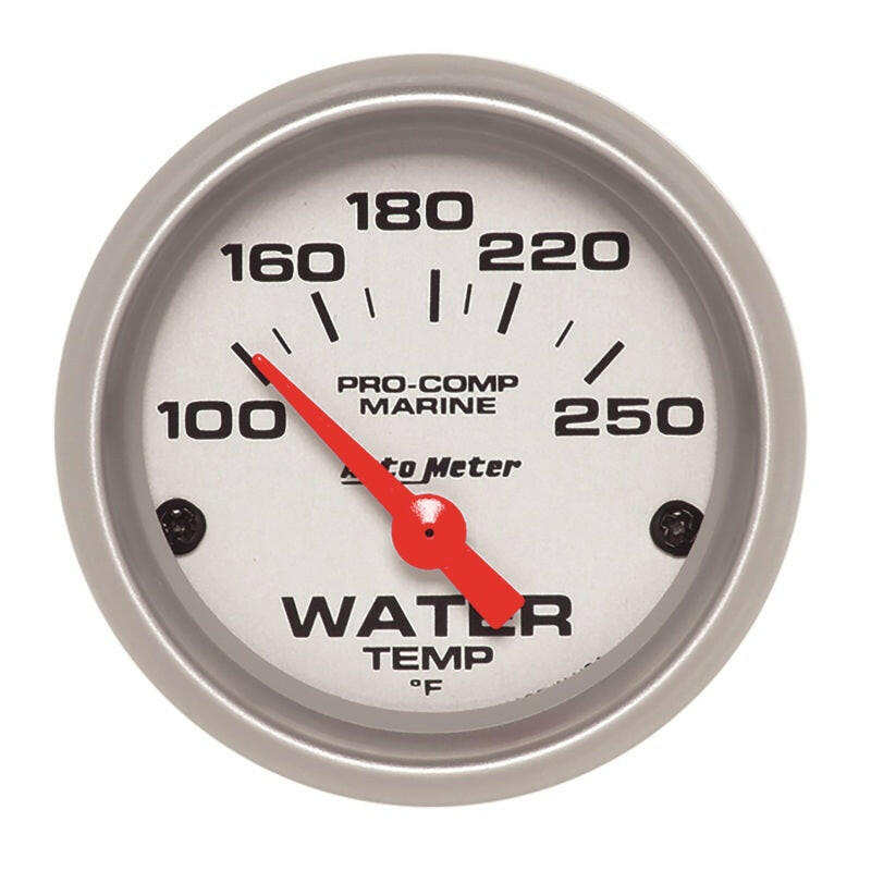 Autometer Water Temp Gauge 2 1/6in 100-200 Degree F Electric Marine Silver Gauges AutoMeter