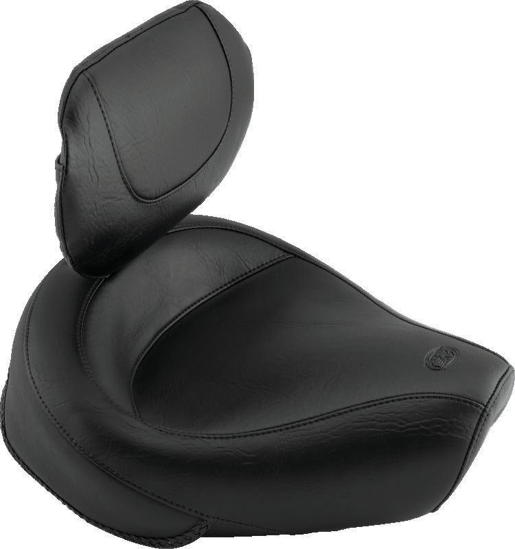 Mustang 82-03 Harley Sportster Wide Touring Solo Seat w/Driver Backrest - Black Solo Motorcycle Seats Mustang Motorcycle