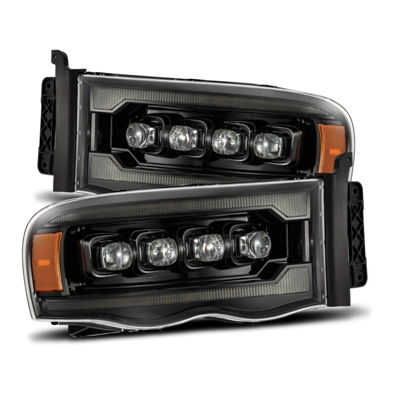 AlphaRex 02-05 Dodge Ram 1500 NOVA LED Proj Headlights Alpha Black w/Activ Light/Seq Signal Headlights AlphaRex