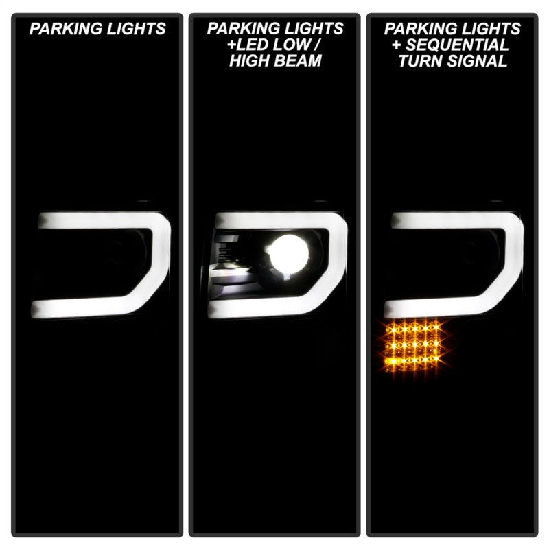 Spyder Ford F150 09-14 Halogen Light Bar Projector Headlights Black PRO-YD-FF15009PL-SEQ-BK Headlights SPYDER