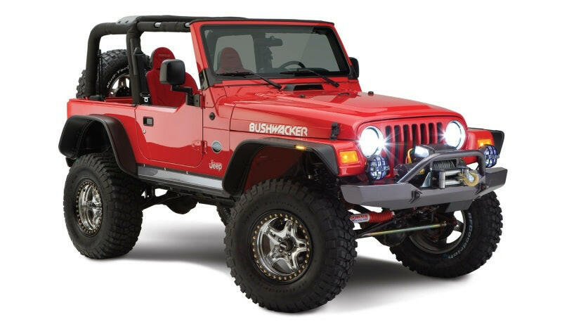 Bushwacker 97-06 Jeep Wrangler Flat Style Flares 4pc - Black Fender Flares Bushwacker